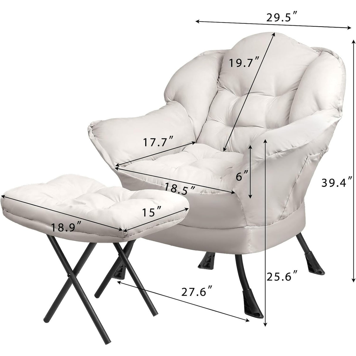 BOSSIN Fabric Lazy Chair for Adults,Modern Comfortable Chair,Accent Lounge Chair for Living Room,Upholstered Single Sofa Chair