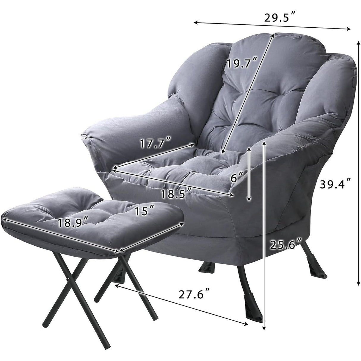 BOSSIN Fabric Lazy Chair for Adults,Modern Comfortable Chair,Accent Lounge Chair for Living Room,Upholstered Single Sofa Chair
