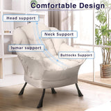 BOSSIN Fabric Lazy Chair for Adults,Modern Comfortable Chair,Accent Lounge Chair for Living Room,Upholstered Single Sofa Chair