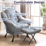 BOSSIN Fabric Lazy Chair for Adults,Modern Comfortable Chair,Accent Lounge Chair for Living Room,Upholstered Single Sofa Chair