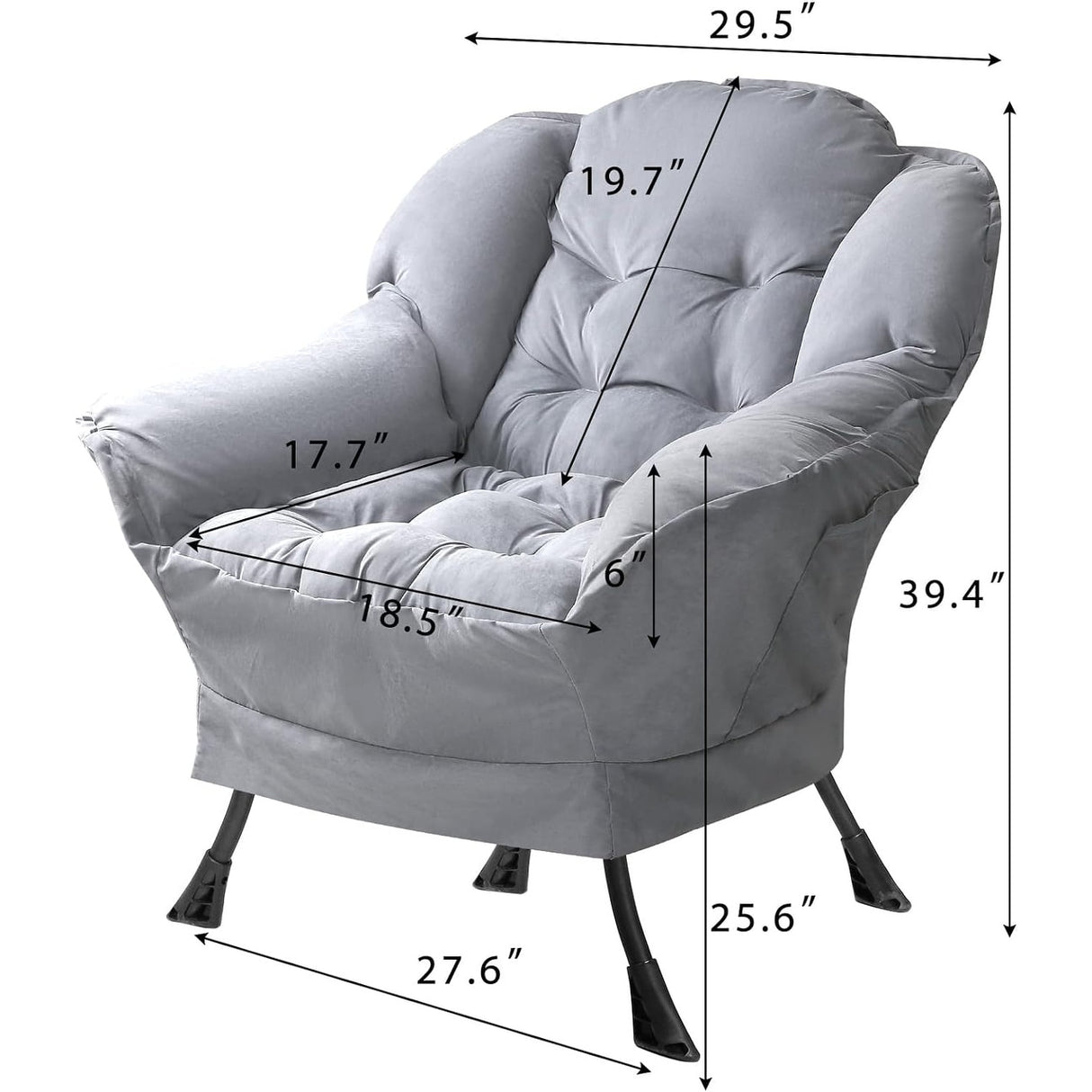 BOSSIN Fabric Lazy Chair for Adults,Modern Comfortable Chair,Accent Lounge Chair for Living Room,Upholstered Single Sofa Chair
