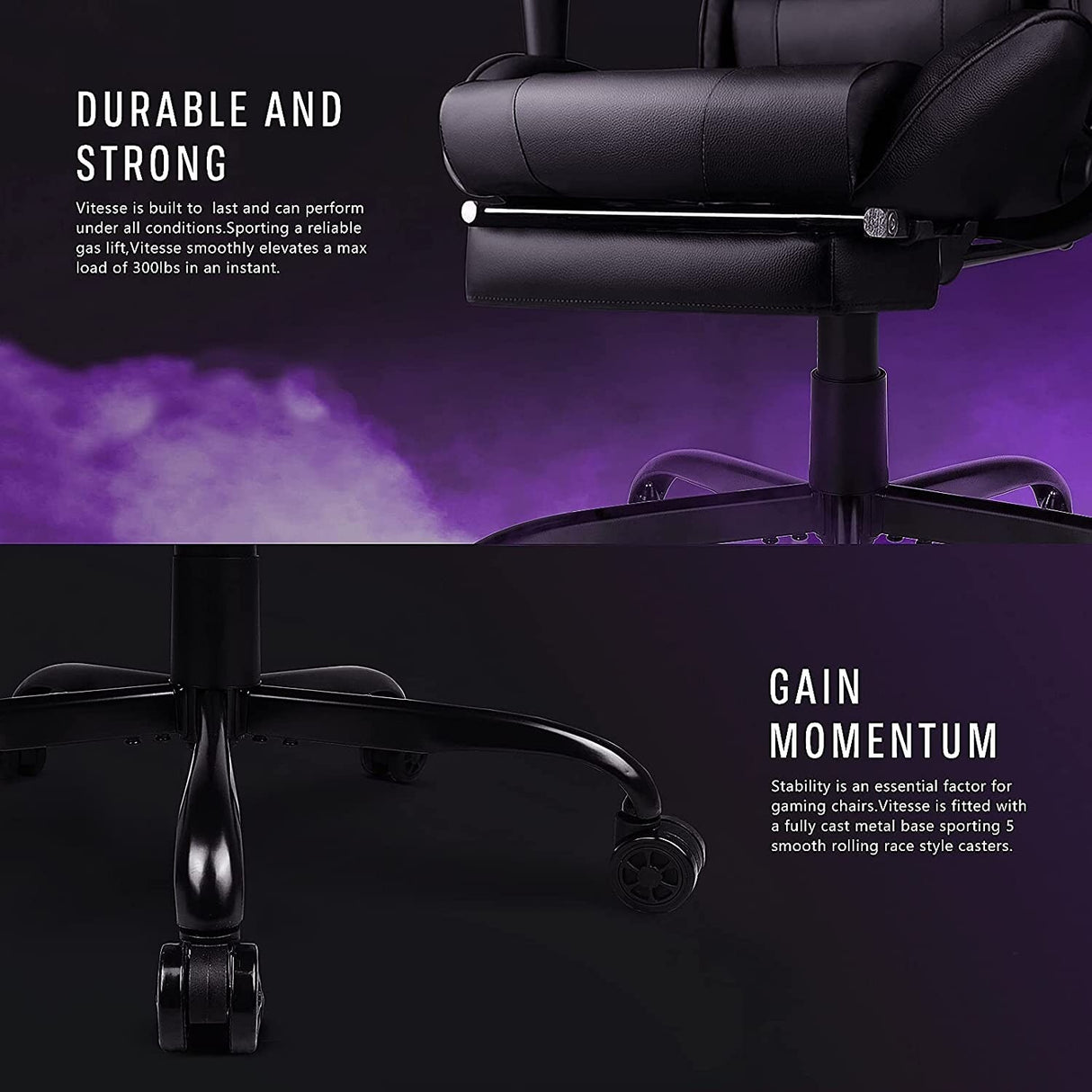 BOSSIN Gaming Chair Ergonomic Video Game Chair High Back Racing Style Chair with Armrest and Footrest