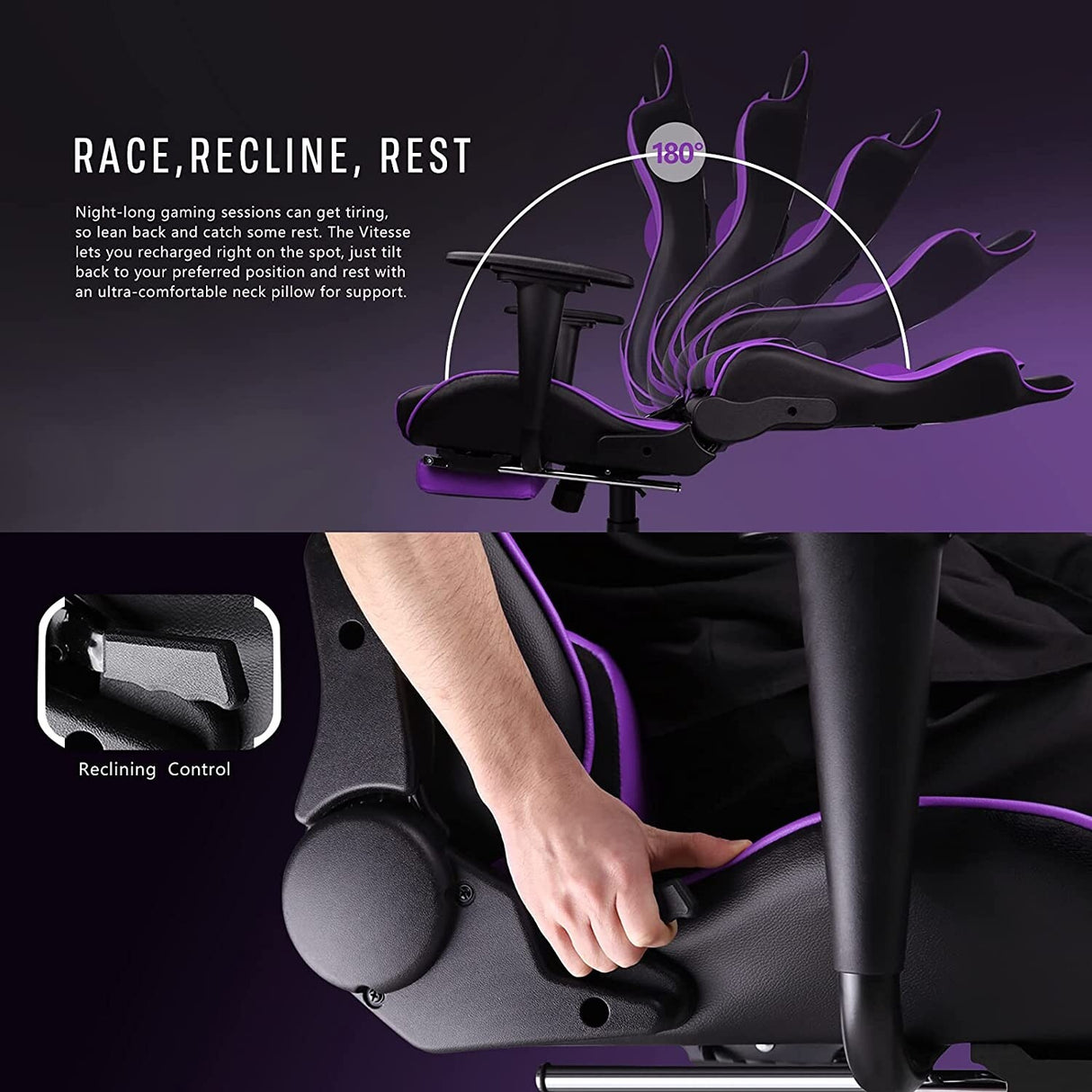 BOSSIN Gaming Chair Ergonomic Video Game Chair High Back Racing Style Chair with Armrest and Footrest