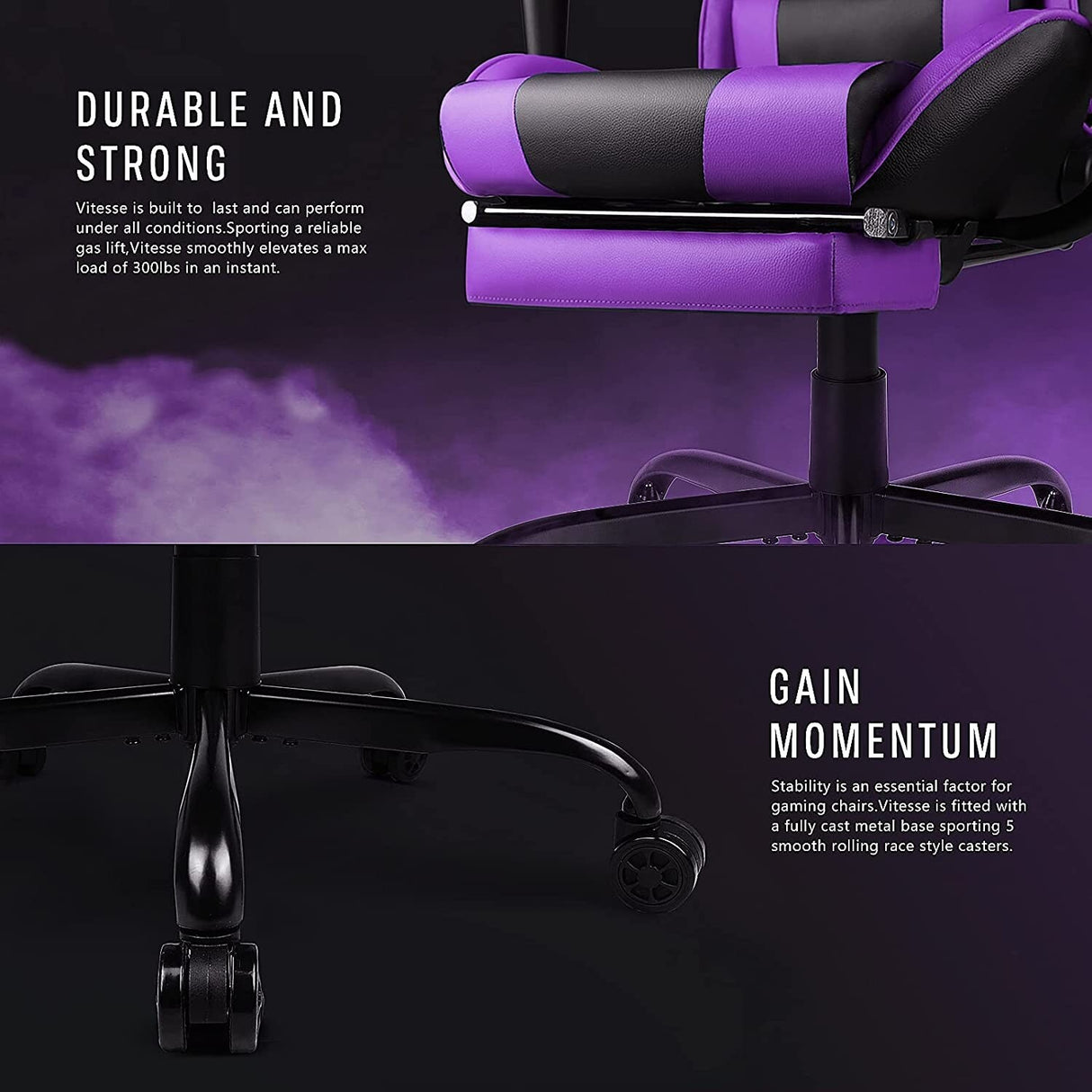 BOSSIN Gaming Chair Ergonomic Video Game Chair High Back Racing Style Chair with Armrest and Footrest