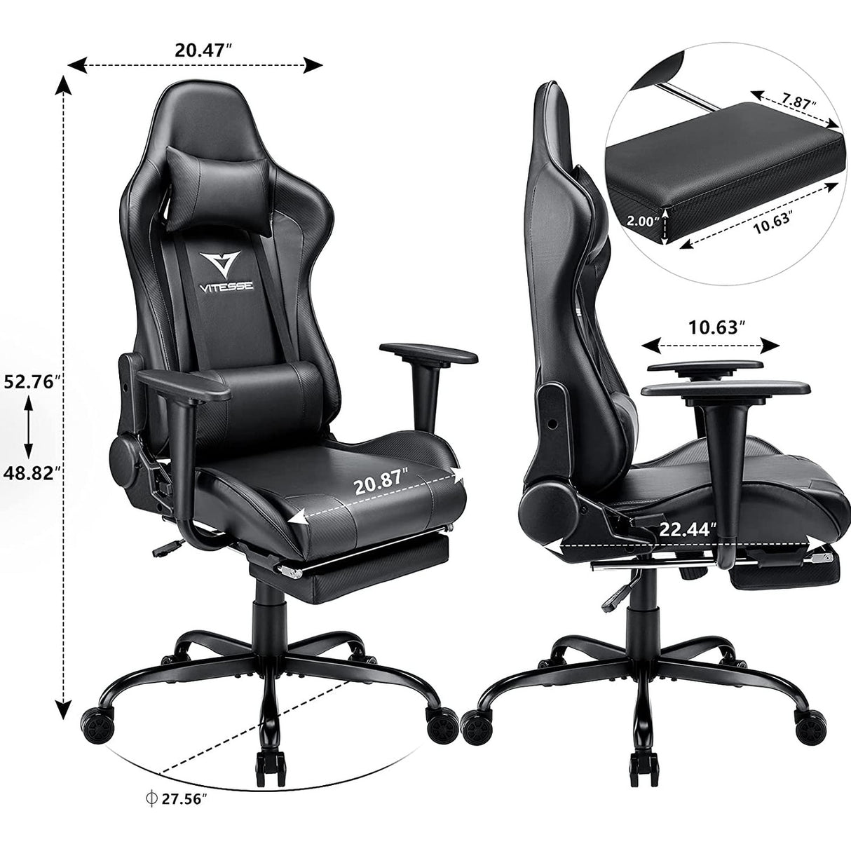 BOSSIN Gaming Chair Ergonomic Video Game Chair High Back Racing Style Chair with Armrest and Footrest