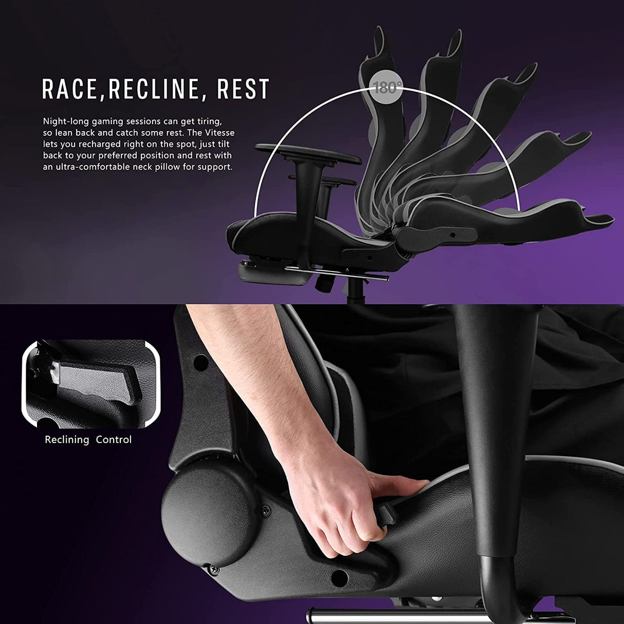 BOSSIN Gaming Chair Ergonomic Video Game Chair High Back Racing Style Chair with Armrest and Footrest