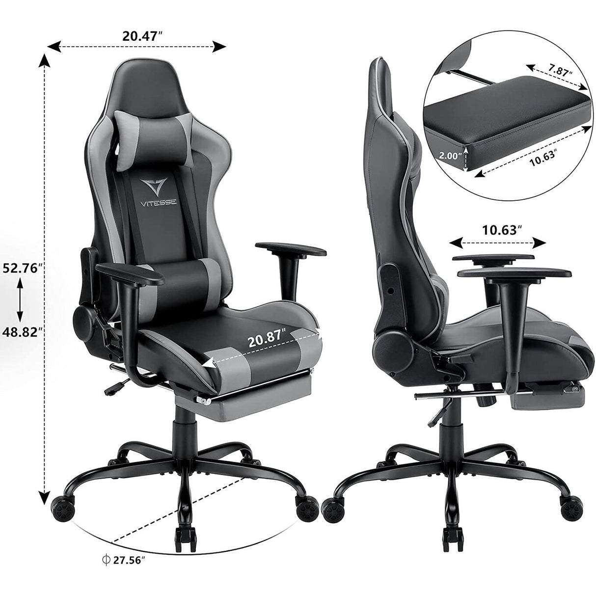 BOSSIN Gaming Chair Ergonomic Video Game Chair High Back Racing Style Chair with Armrest and Footrest