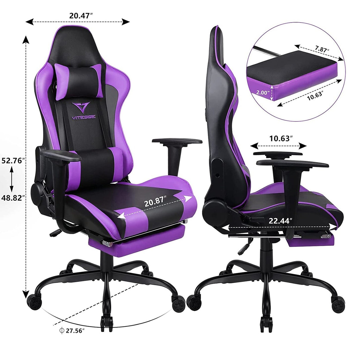 BOSSIN Gaming Chair Ergonomic Video Game Chair High Back Racing Style Chair with Armrest and Footrest