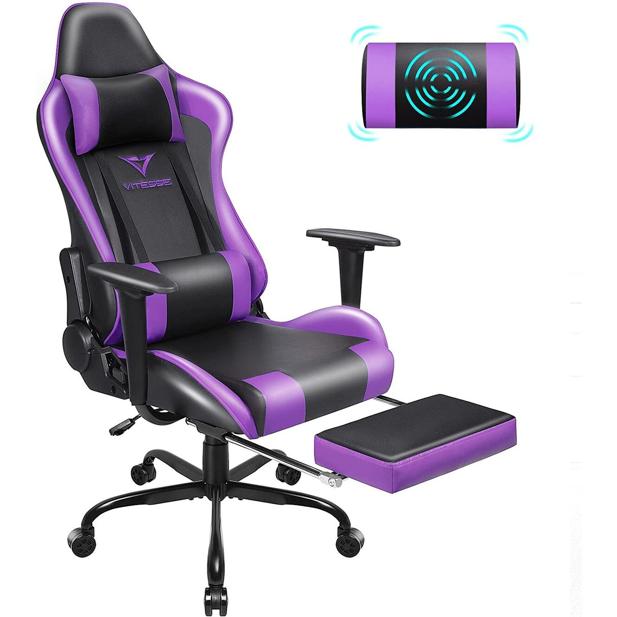 BOSSIN Gaming Chair Ergonomic Video Game Chair High Back Racing Style Chair with Armrest and Footrest