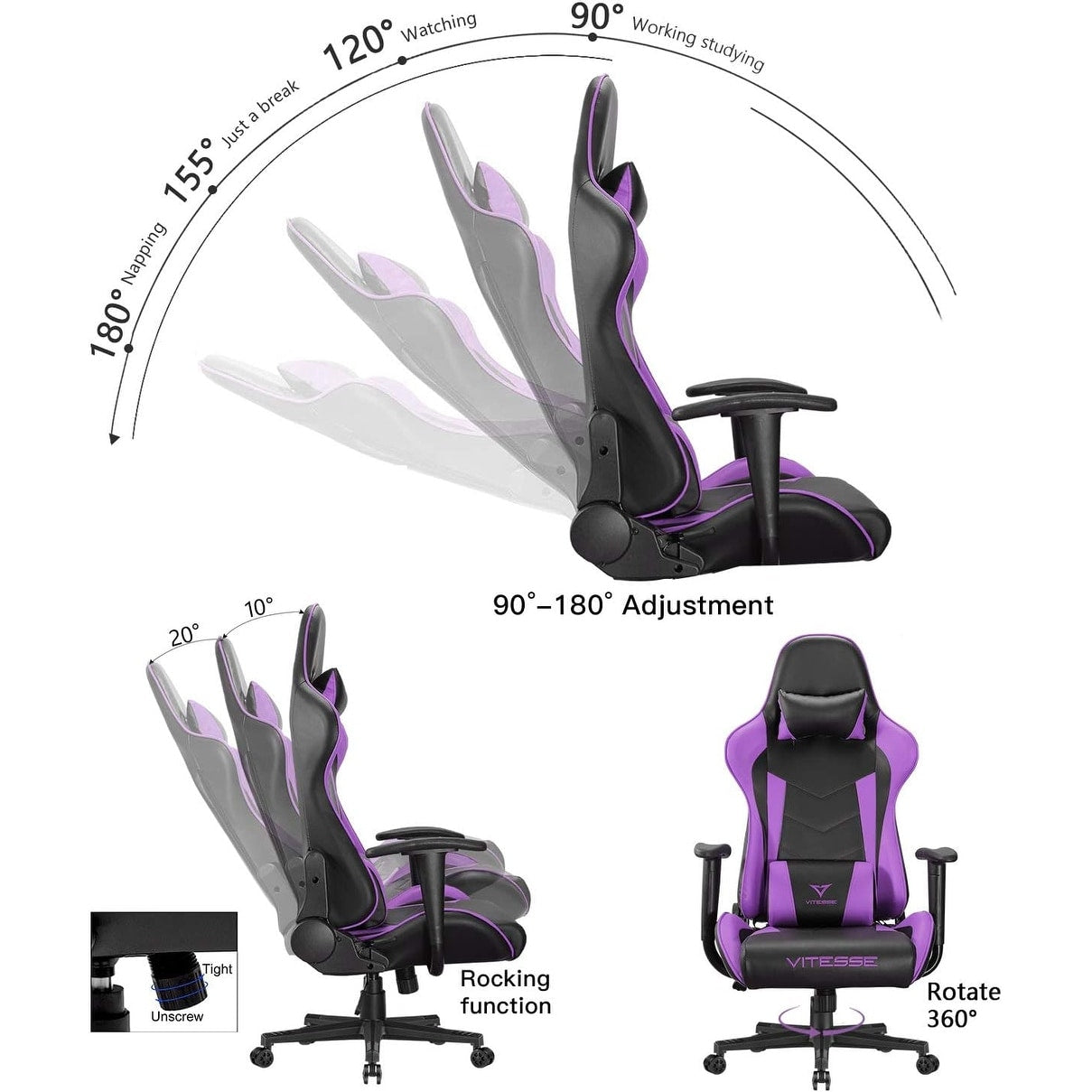BOSSIN Gaming Chair High Back Computer Office Chair with Lumbar Support and Headrest