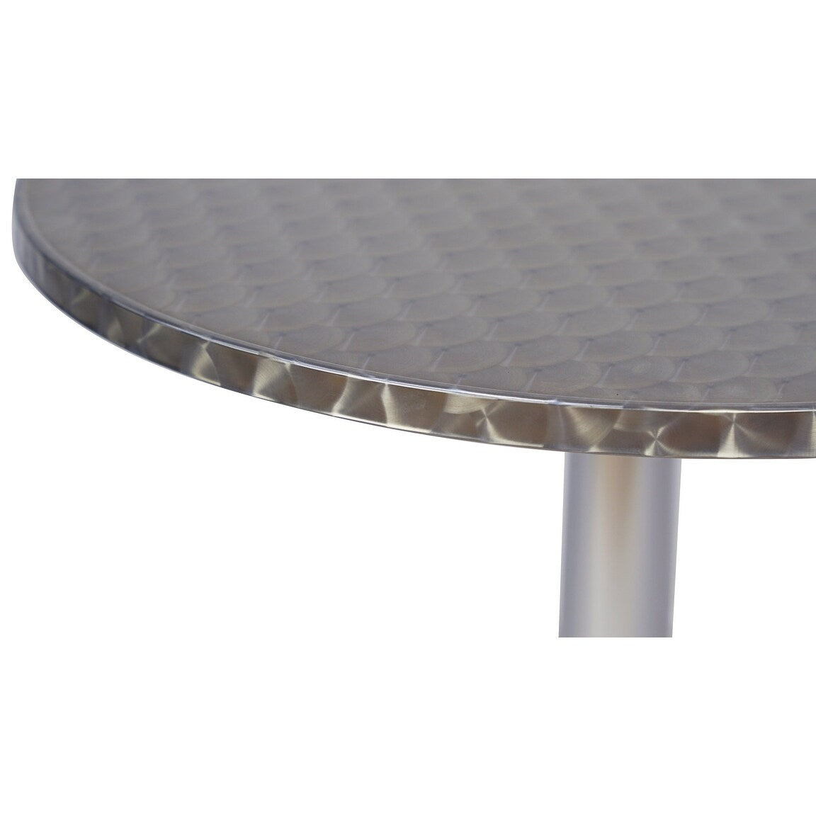 BTEXPERT Indoor Outdoor 23.75" Round Restaurant Table Steel Aluminum + 4 Black Restaurant Rattan Stack Chairs