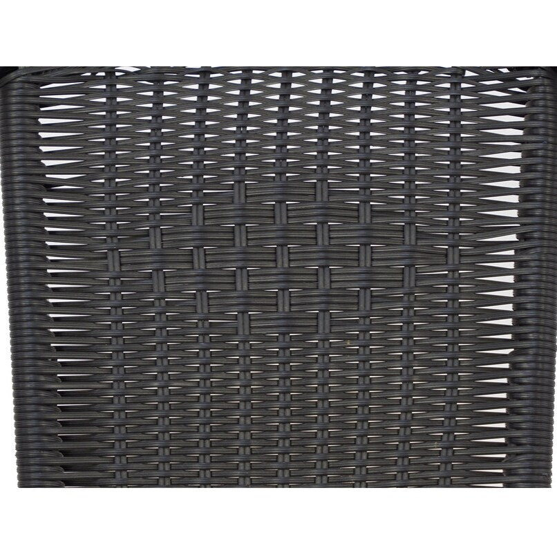 BTEXPERT Indoor Outdoor 23.75" Round Restaurant Table Steel Aluminum + 4 Black Restaurant Rattan Stack Chairs
