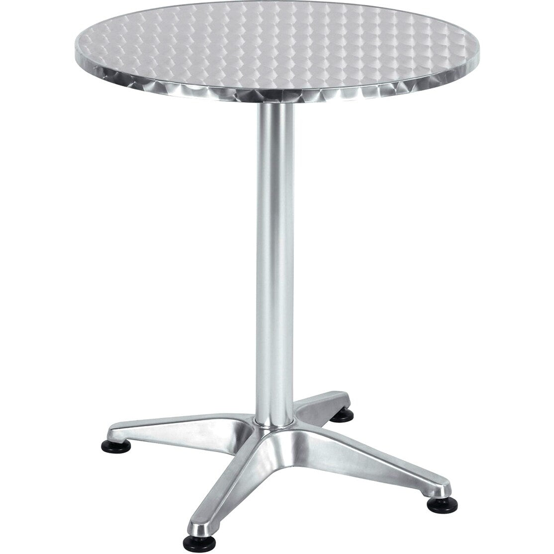 BTEXPERT Indoor Outdoor 23.75" Round Restaurant Table Steel Aluminum + 4 Black Restaurant Rattan Stack Chairs