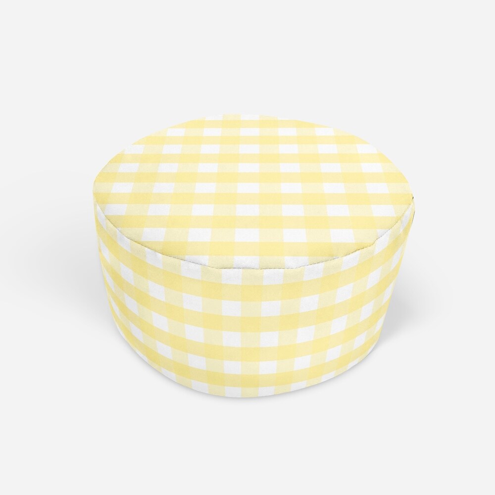 BUTTER GINGHAM DREAM Round Pouf By Kavka Designs