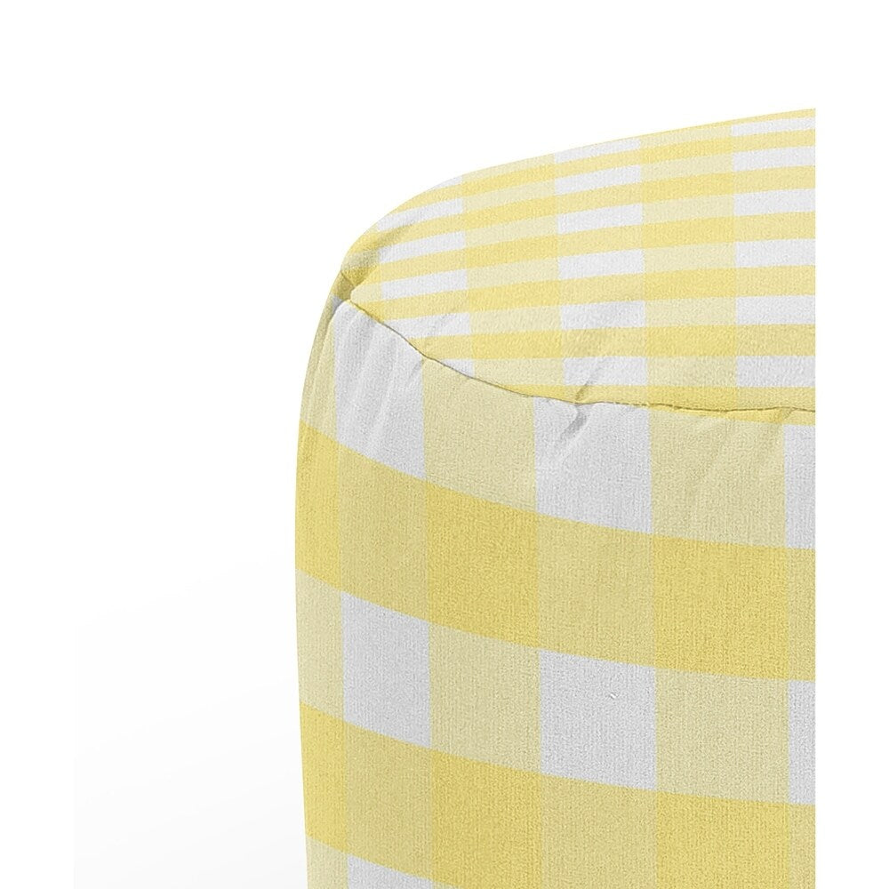 BUTTER GINGHAM DREAM Round Pouf By Kavka Designs