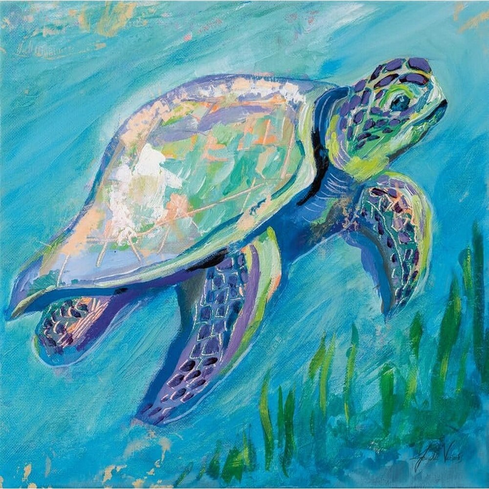 Sea Turtle Swim Art Poster - Print On Demand