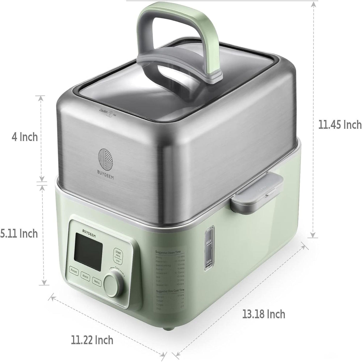 BUYDEEM G563 5-Quart Electric Food Steamer for Cooking, One Touch Vegetable Steamer, Digital Multifunctional Steamer