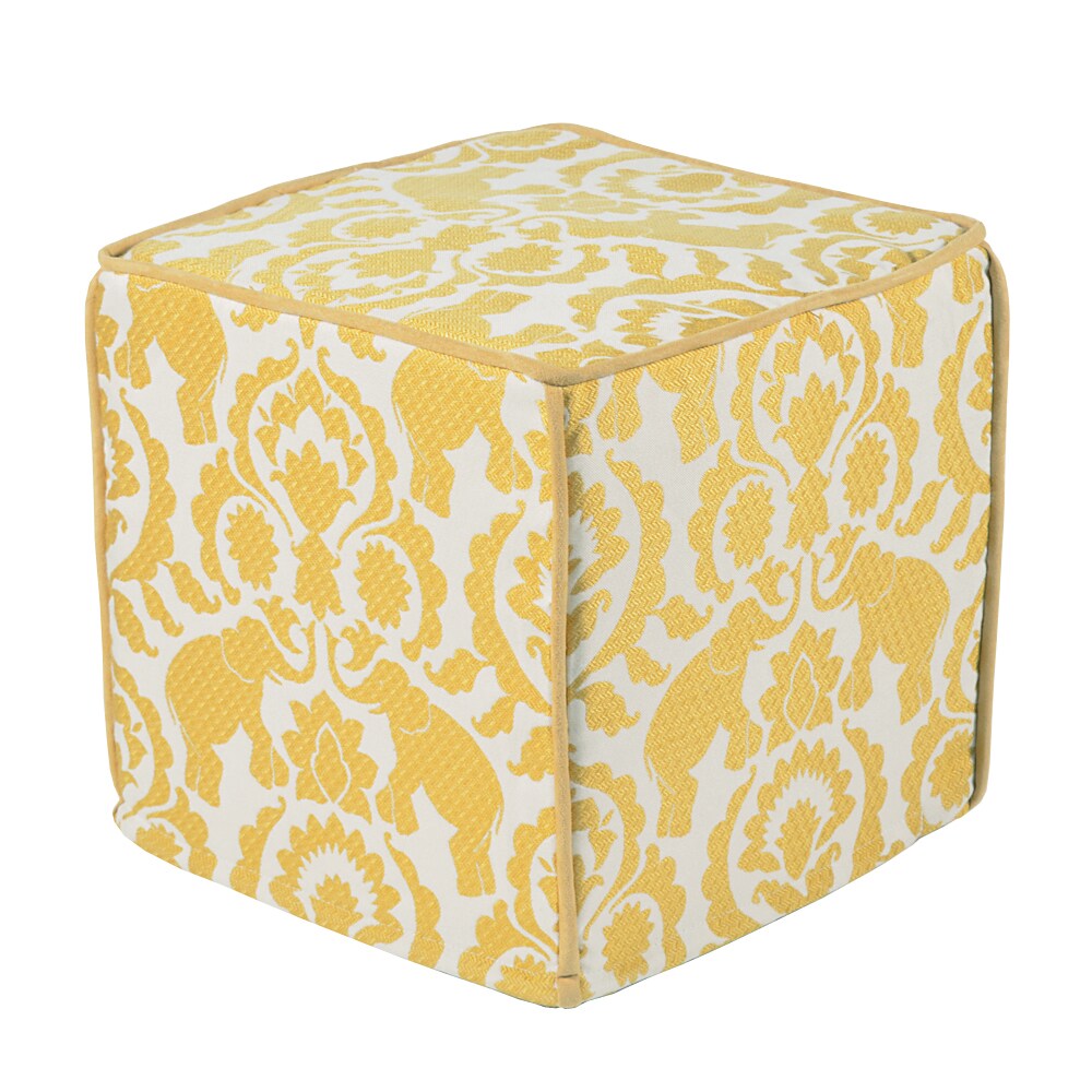 Babar Topaz Yellow/Cream 17-inch Square Magnum-corded Zippered Foam Ottoman
