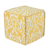 Babar Topaz Yellow/Cream 17-inch Square Magnum-corded Zippered Foam Ottoman