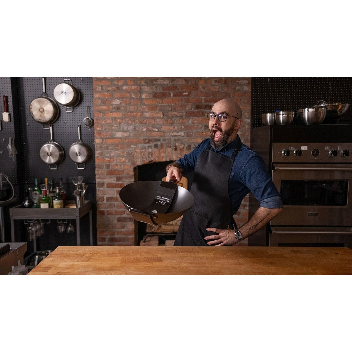 Babish 14-Inch Carbon Steel Flat Bottom Wok
