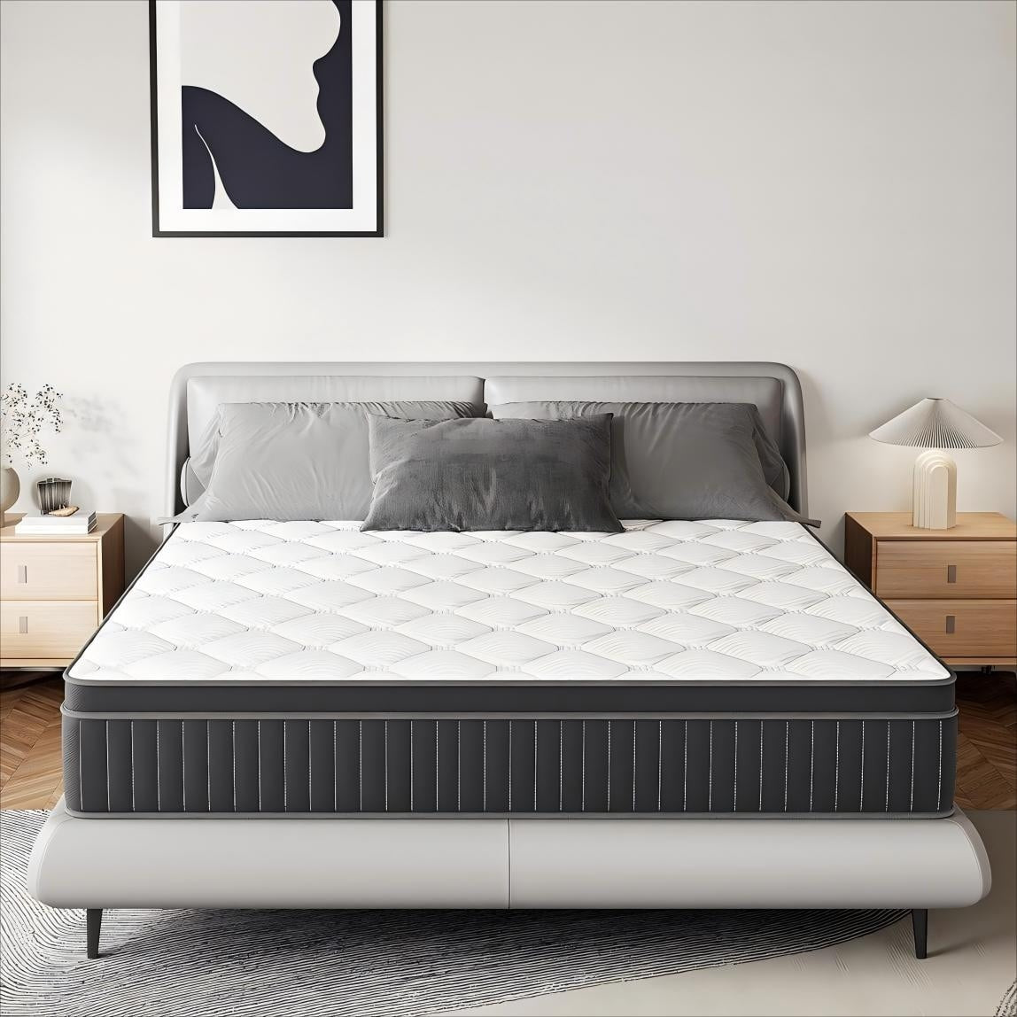 IFLUOUS 12in. Medium Firm Innerspring Mattress for Back Pain Relief and Cooling with CertiPUR US SGS and OEKO TEX Certified