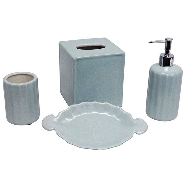 Baby Blue Porcelain Bath Accessory 4-piece Set