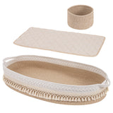 Baby Changing Basket, Handmade Woven Cotton Rope Moses Basket, Changing Table Topper with Mattress Pad
