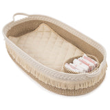 Baby Changing Basket, Handmade Woven Cotton Rope Moses Basket, Changing Table Topper with Mattress Pad