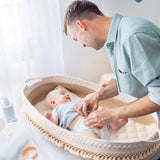 Baby Changing Basket, Handmade Woven Cotton Rope Moses Basket, Changing Table Topper with Mattress Pad