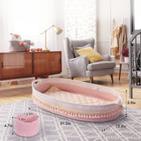 Baby Changing Basket, Handmade Woven Cotton Rope Moses Basket, Changing Table Topper with Mattress Pad