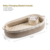 Baby Changing Basket, Handmade Woven Cotton Rope Moses Basket, Changing Table Topper with Mattress Pad