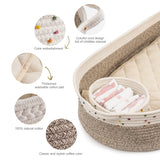 Baby Changing Basket, Handmade Woven Cotton Rope Moses Basket, Changing Table Topper with Mattress Pad