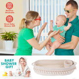Baby Changing Basket, Handmade Woven Cotton Rope Moses Basket, Changing Table Topper with Mattress Pad