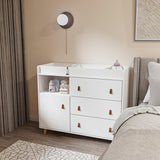 Baby Changing Table Dresser with 4 Drawers,Shelf Hidden Trash Storage