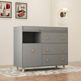 Baby Changing Table Dresser with 4 Drawers,Shelf Hidden Trash Storage
