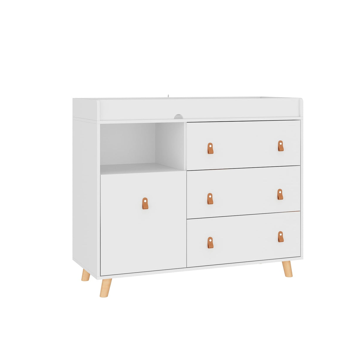 Baby Changing Table Dresser with 4 Drawers,Shelf Hidden Trash Storage