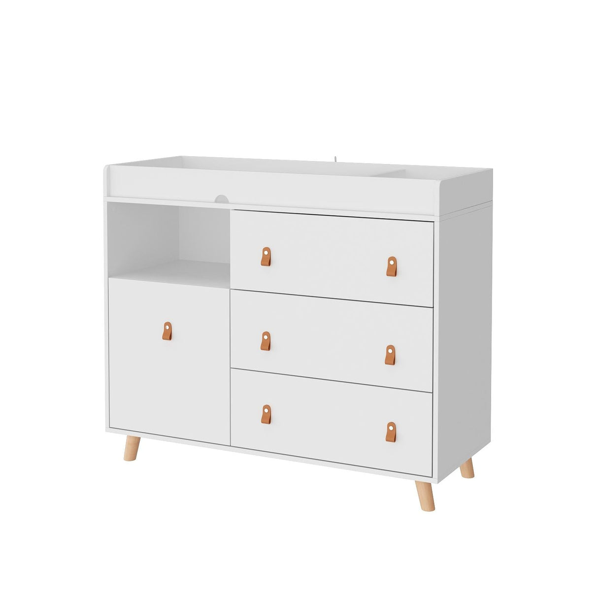 Baby Changing Table Dresser with 4 Drawers,Shelf Hidden Trash Storage