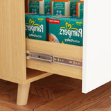 Baby Changing Table Dresser with 4 Drawers,Shelf Hidden Trash Storage