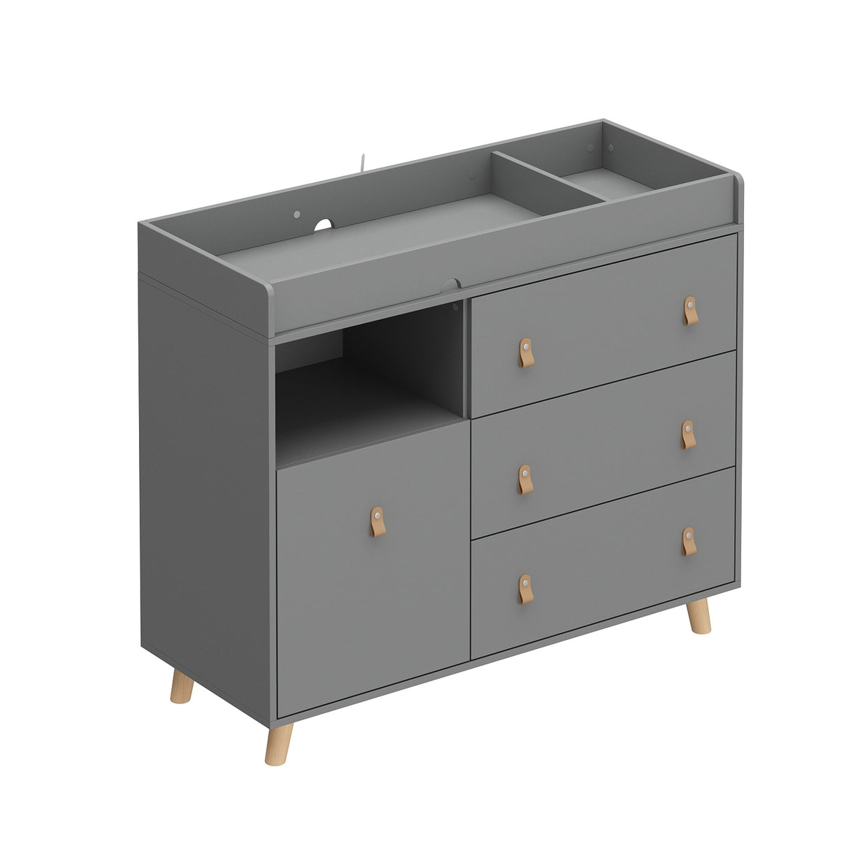 Baby Changing Table Dresser with 4 Drawers,Shelf Hidden Trash Storage