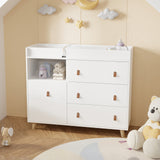 Baby Changing Table Dresser with 4 Drawers,Shelf Hidden Trash Storage