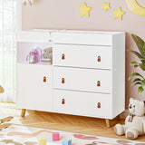 Baby Changing Table Dresser with 4 Drawers,Shelf Hidden Trash Storage