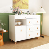 Baby Changing Table Dresser with 4 Drawers,Shelf Hidden Trash Storage