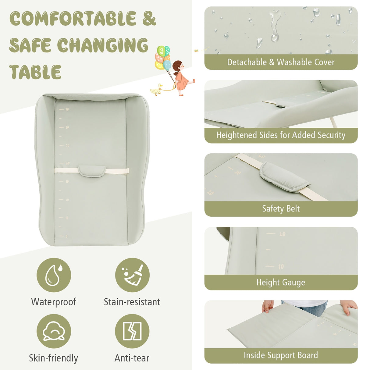 Baby Diaper Changing Table Folding Newborn Nursery Organizer W/Wheel