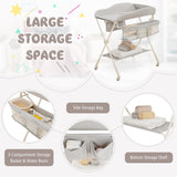 Baby Diaper Changing Table Folding Newborn Nursery Organizer W/Wheel