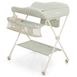 Baby Diaper Changing Table Folding Newborn Nursery Organizer W/Wheel