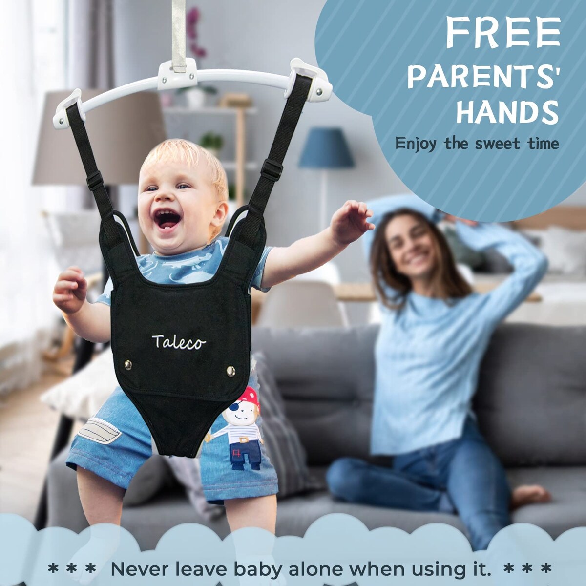 Baby Jumper with Stand,Baby Bouncer,Easy Set-Up,Baby Exerciser for Active Babies,Suitable for Indoor and Outdoor, White