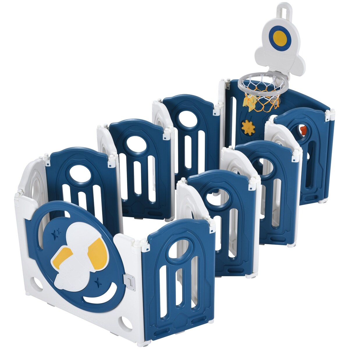 Baby Playpen for Toddler, Astronaut Theme Kids Activity Center, Safety Play Yard Home Indoor & Outdoor Safety Gates