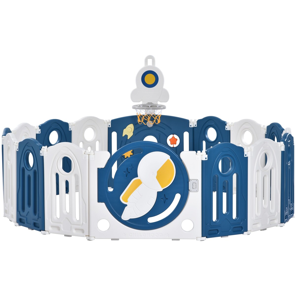 Baby Playpen for Toddler, Astronaut Theme Kids Activity Center, Safety Play Yard Home Indoor & Outdoor Safety Gates