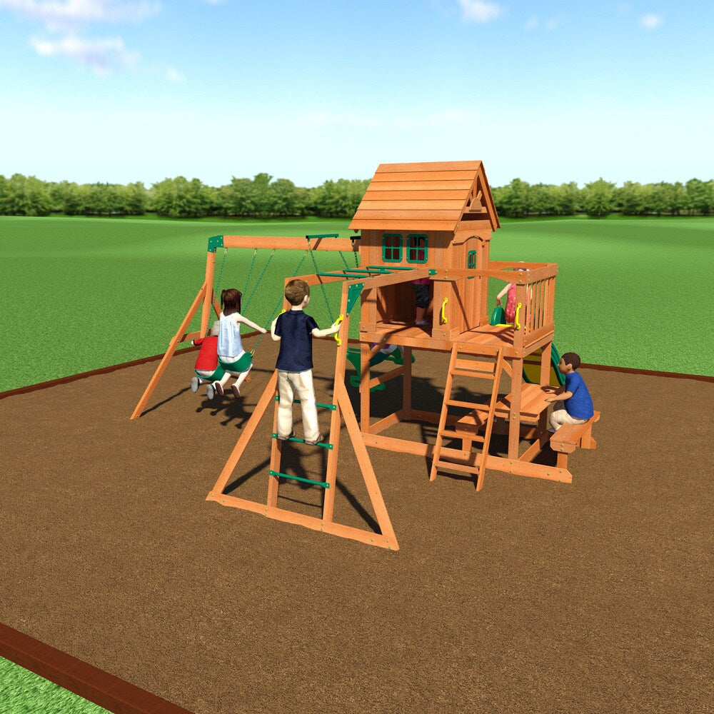 Backyard Discovery Springboro All-Cedar Swingset - 111 In. H x 192 in. x w 186 in. L