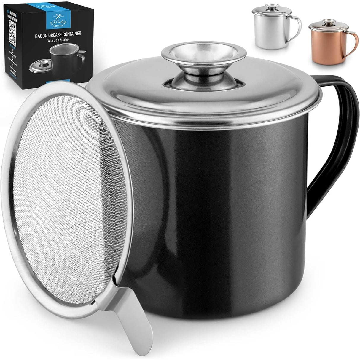 Bacon Grease Container With Strainer